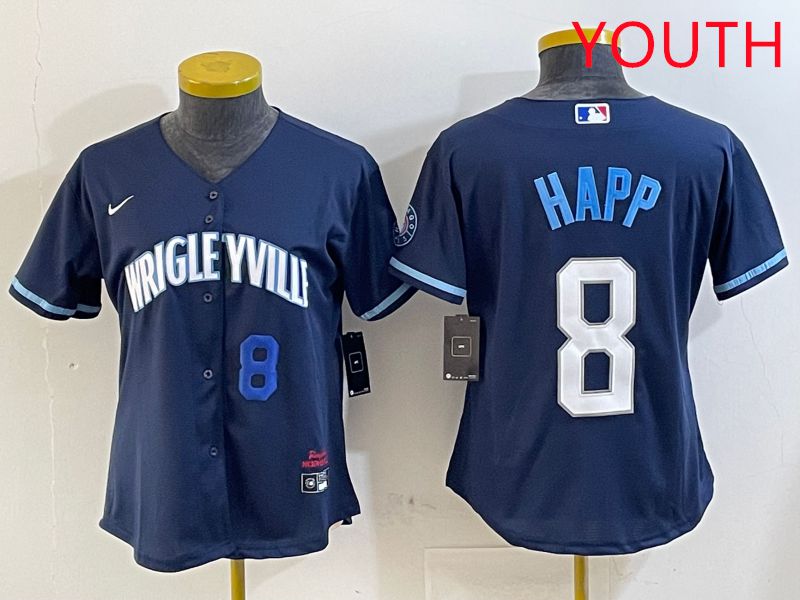 Youth Chicago Cubs #8 Happ Blue City Edition Game 2025 Nike MLB Jersey style 4->youth mlb jersey->Youth Jersey